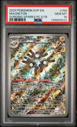 2024 POKEMON SURGING SPARKS POKEMON CENTER ETB PROMO SVP #159 MAGNETON PSA 10 - Image 1