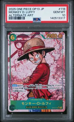 2025 ONE PIECE JPN OP13-CARRYING ON HIS WILL ALT ART #118 MONKEY D. LUFFY PSA 10 - Image 1
