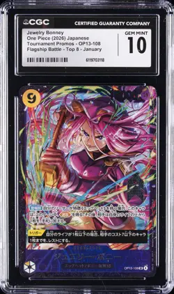 2026 ONE PIECE JAPANESE FLAGSHIP BATTLE TOP 8 #OP13-108 JEWELRY BONNEY CGC 10 - Image 1