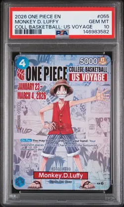 2026 ONE PIECE PROMOS COLLEGE BASKETBALL : US VOYAGE MONKEY D. LUFFY PSA 10 - Image 1