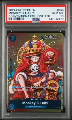 2024 ONE PIECE PROMOS CONVENTION EXCLUSIVE-FOIL #043 MONKEY D. LUFFY PSA 10 - Image 1