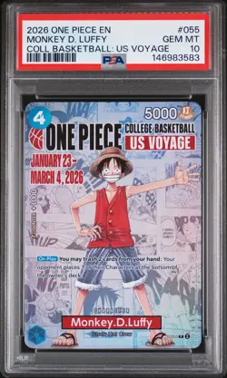 2026 ONE PIECE PROMOS COLLEGE BASKETBALL : US VOYAGE MONKEY D. LUFFY PSA 10 - Image 1