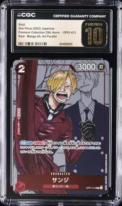 2022 ONE PIECE JPN PREMIUM MANGA ALTERNATE ART #OP01-013 SANJI CGC 10 PRISTINE - Image 1