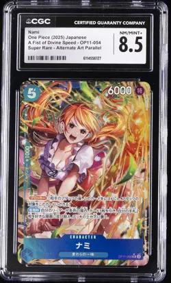 2025 ONE PIECE JAPANESE A FIST OF DIVINE SPEED SR ALT ART #OP11-054 NAMI CGC 8.5 - Image 1