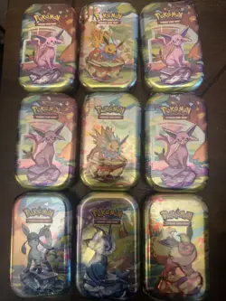 Pokemon Cards TCG Scarlet & Violet Prismatic Evolutions Mini Tin Lot 16 Total - Image 1