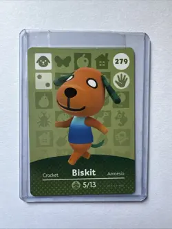 #279 Biskit AUTHENTIC Nintendo Animal Crossing Amiibo NFC Card Series 3 - Image 1