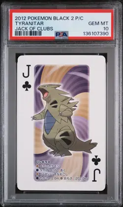 2012 POKEMON BLACK 2 PLAYING CARDS JACK OF CLUBS TYRANITAR PSA 10 - Image 1