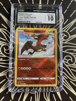 Radiant Charizard CGC Gem Mint 10 020/159 Pokemon Card Crown Zenith Holo Slab - Image 1