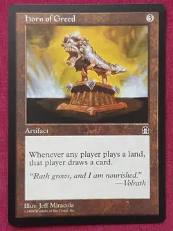 Magic The Gathering STRONGHOLD HORN OF GREED artifact card MTG - Image 1