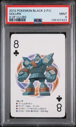 2012 POKEMON BLACK 2 PLAYING CARDS 8 OF CLUBS GOLURK PSA 9 - Image 1