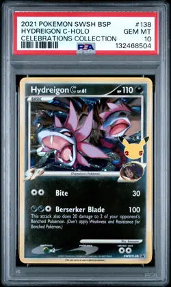 2021 POKEMON SWSH PROMO CELEBRATIONS COLLECTION HYDREIGON C-HOLO PSA 10 - Image 1