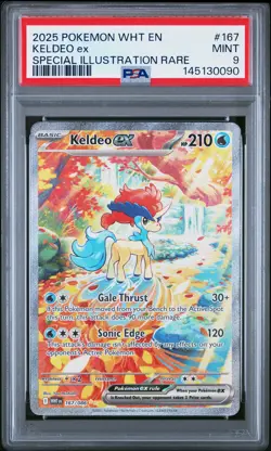 2025 POKEMON WHT EN-WHITE FLARE SPECIAL ILLUSTRATION RARE #167 KELDEO EX PSA 9 - Image 1