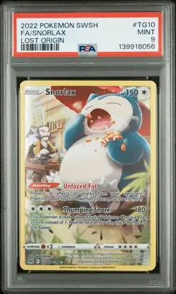 2022 POKEMON SWORD & SHIELD LOST ORIGIN #TG10 FULL ART/SNORLAX PSA 9 - Image 1