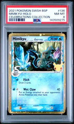 2021 POKEMON SWSH PROMO CELEBRATIONS COLLECTION #136 MIMIKYU-HOLO PSA 8 - Image 1