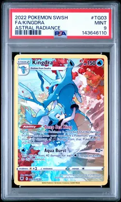 2022 POKEMON SWORD & SHIELD ASTRAL RADIANCE #TG03 FULL ART/KINGDRA PSA 9 - Image 1