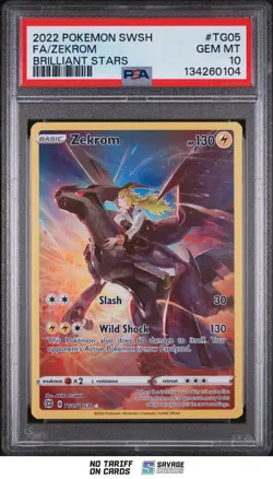2022 Pokemon sword & shield brilliant stars FA ZEKROM PSA 10 #TG05/TG30 - Image 1