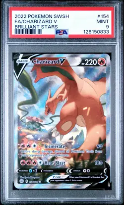 2022 POKEMON SWORD & SHIELD BRILLIANT STARS #154 FULL ART/CHARIZARD V PSA 9 - Image 1