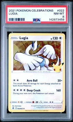 2021 POKEMON CELEBRATIONS #022 LUGIA PSA 8 - Image 1