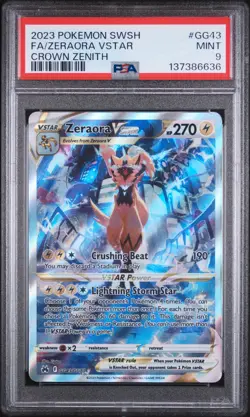 2023 POKEMON SWORD & SHIELD CROWN ZENITH #GG43 FULL ART/ZERAORA VSTAR PSA 9 - Image 1