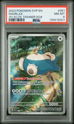 2023 POKEMON SVP EN-SV BLACK STAR PROMO 151 ELITE TRAINER BOX #051 SNORLAX PSA 8 - Image 1