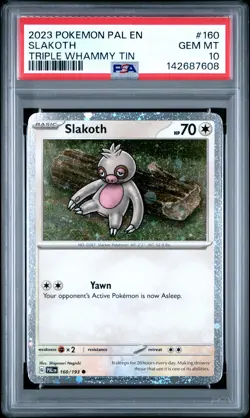 2023 POKEMON PAL EN-PALDEA EVOLVED TRIPLE WHAMMY TIN #160 SLAKOTH PSA 10 - Image 1