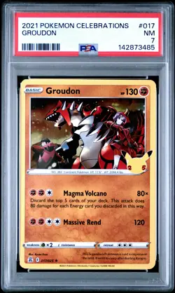 2021 POKEMON CELEBRATIONS #017 GROUDON PSA 7 - Image 1