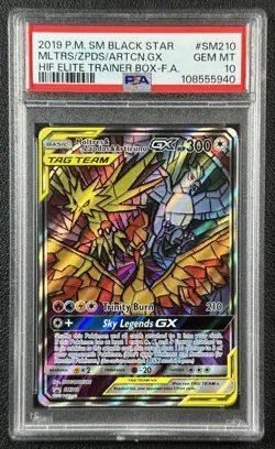 MOLTRES ZAPDOS ARTICUNO TAG TEAM PSA 10 2019 POKEMON SM BSP #SM210 FA ETB 5940 - Image 1
