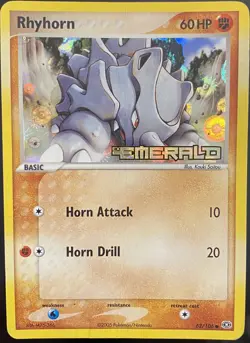 Pokemon TCG Rhyhorn 62/106 EX Emerald Common Holo - Image 1