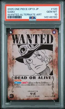 2025 ONE PIECE JPN OP13-CARRYING ON HIS WILL WANTED ALTERNATE ART SABO PSA 10 - Image 1
