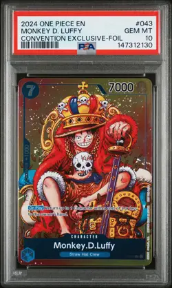 2024 ONE PIECE PROMOS CONVENTION EXCLUSIVE-FOIL #043 MONKEY D. LUFFY PSA 10 - Image 1