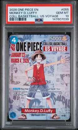 2026 ONE PIECE PROMOS COLLEGE BASKETBALL : US VOYAGE MONKEY D. LUFFY PSA 10 - Image 1