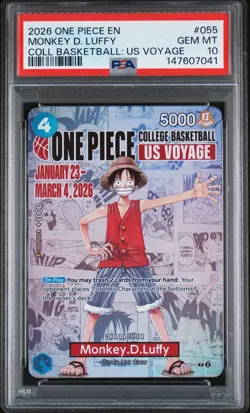 2026 ONE PIECE PROMOS COLLEGE BASKETBALL: US VOYAGE MONKEY D. LUFFY PSA 10 - Image 1