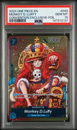 2024 ONE PIECE PROMOS CONVENTION EXCLUSIVE-FOIL #043 MONKEY D. LUFFY PSA 10 - Image 1