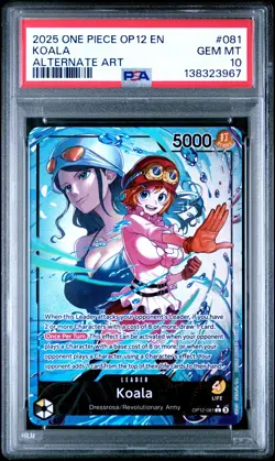 2025 ONE PIECE OP12-LEGACY OF THE MASTER ALTERNATE ART #081 KOALA PSA 10 - Image 1
