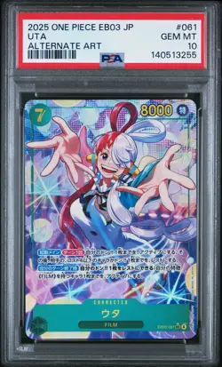 2025 ONE PIECE JAPANESE EB03-ONE PIECE HEROINES EDITION ALT ART #061 UTA PSA 10 - Image 1