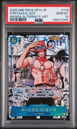 2025 ONE PIECE JPN CARRYING ON HIS WILL MANGA ALT ART #119 PORTGAS D. ACE PSA 10 - Image 1
