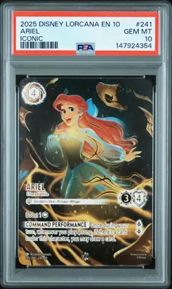 2025 DISNEY LORCANA WHISPERS IN THE WELL ICONIC ARIEL - ETHEREAL VOICE PSA 10 - Image 1