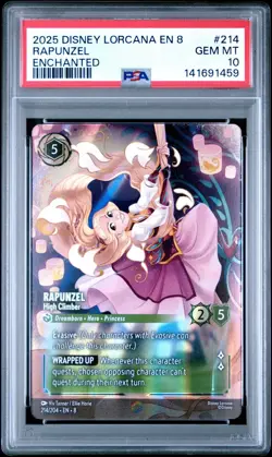2025 Disney Lorcana EN 8 Rapunzel Enchanted #214 PSA 10 GEM MINT - Image 1