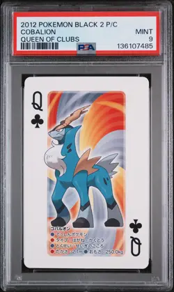 2012 POKEMON BLACK 2 PLAYING CARDS QUEEN OF CLUBS COBALION PSA 9 - Image 1