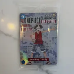 One Piece Card Game US Voyage College Basketball Monkey D. Luffy Holo 4 Cards - Image 1