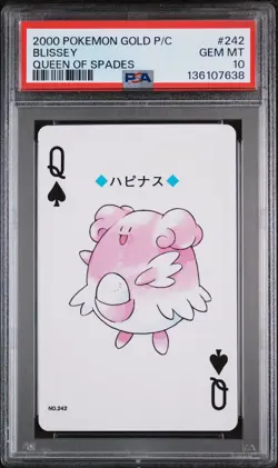 2000 POKEMON GOLD VERSION PLAYING CARDS QUEEN OF SPADES #242 BLISSEY PSA 10 - Image 1