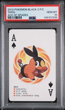 2012 POKEMON BLACK 2 PLAYING CARDS ACE OF SPADES TEPIG PSA 10 - Image 1