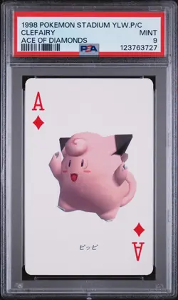 1998 POKEMON STADIUM YELLOW VERSION PLAYING CARDS ACE OF DIAMONDS CLEFAIRY PSA 9 - Image 1