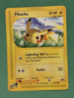 Pikachu 124/165 Expedition Base Set Common Regular Pokemon Card TCG 2002 Raichu - Image 4
