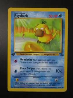 PSYDUCK POKEMON CARD 1ST EDITION 53/62 FOSSIL NON HOLO NEVER PLAYED NM- - Image 1