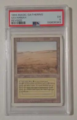 MTG Revised Rare Dual Land SAVANNAH 1994 Magic the Gathering PSA 5 EX - Image 1