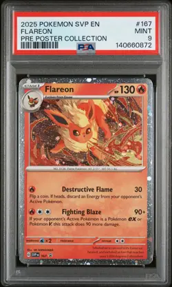 2025 POKEMON SVP PROMO PRISMATIC EVOLUTIONS POSTER COLLECTION #167 FLAREON PSA 9 - Image 1