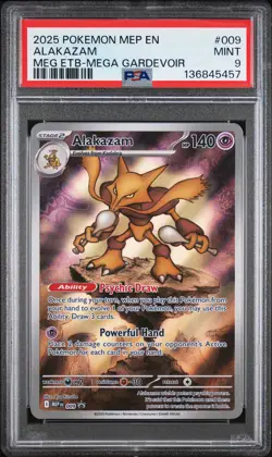 2025 POKEMON MEP EN-ME BLACK STAR PROMO #009 ALAKAZAM PSA 9 - Image 1