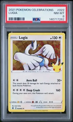 2021 POKEMON CELEBRATIONS #022 LUGIA PSA 8 - Image 1