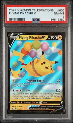 2021 POKEMON CELEBRATIONS #006 FLYING PIKACHU V PSA 8 - Image 1